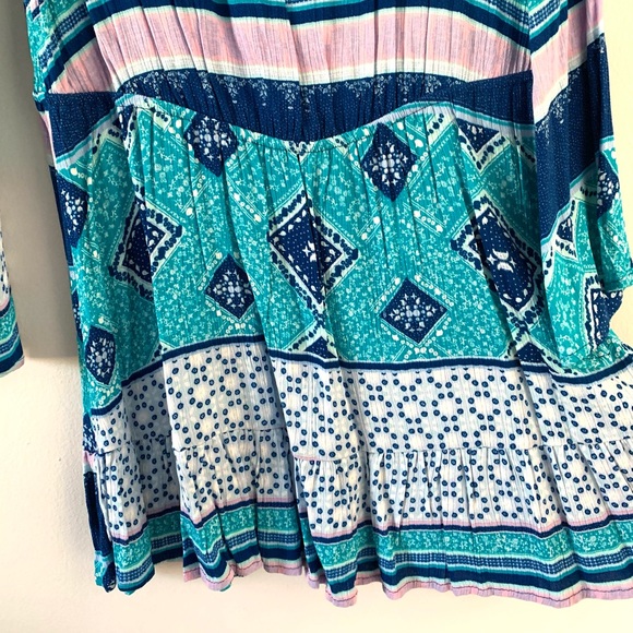 Like New! H&M Blue Pattern Bell Sleeve Boho Dress - Picture 7 of 8